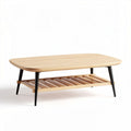 Mesa de centro em madeira com prateleira inferior 120 x 60 x 40cm